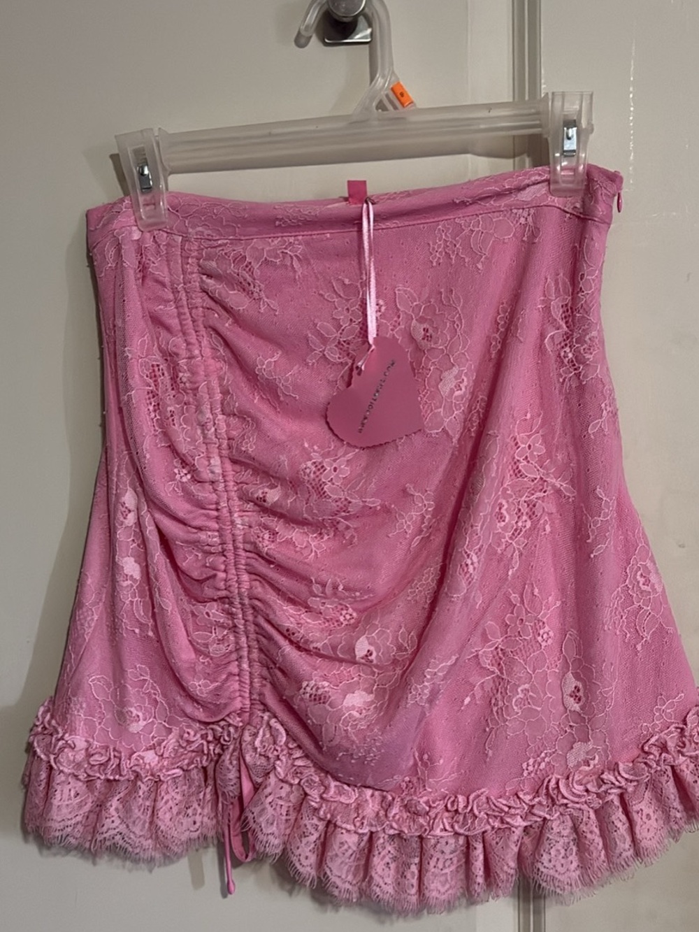 Dolls Kill / Sugar Thrillz Pink Lace Ruffled Mini Skirt Size M